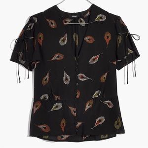 Madewell Silk Belle Top in Peacock Feathers
